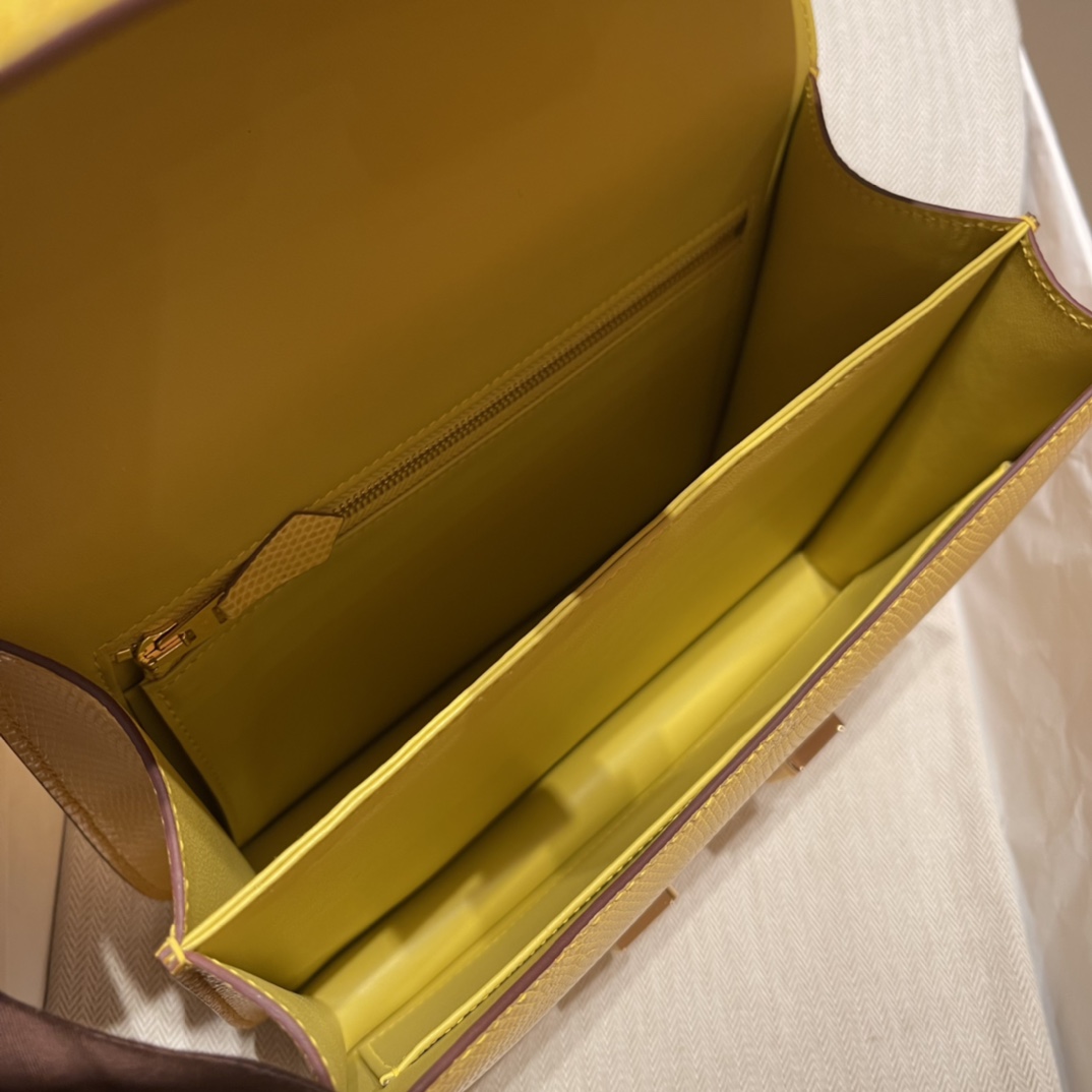 에르메스 콘스탄스24 옐로우 금장 리자드 가죽